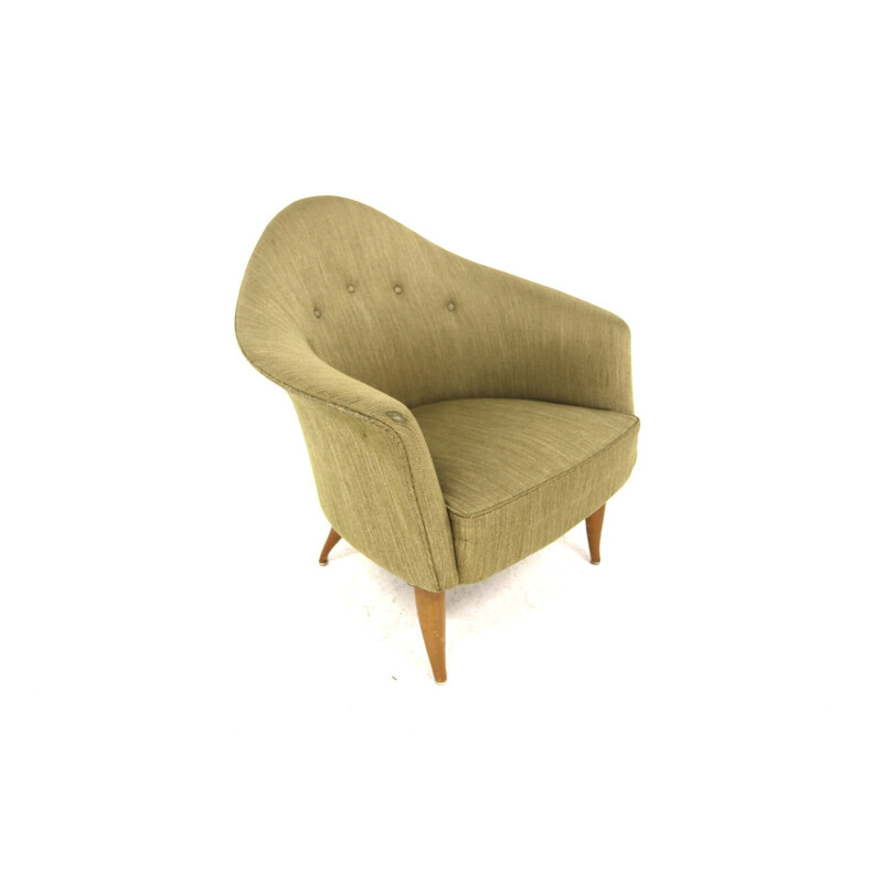Vintage "Lila Adam" armchair in beech and fabric by Kerstin Hörlin Holmqvist for Nordiska, Sweden 1960