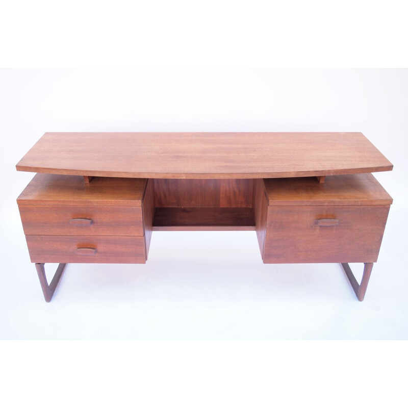 Mid-century wood desk with cubic legs - 1960s