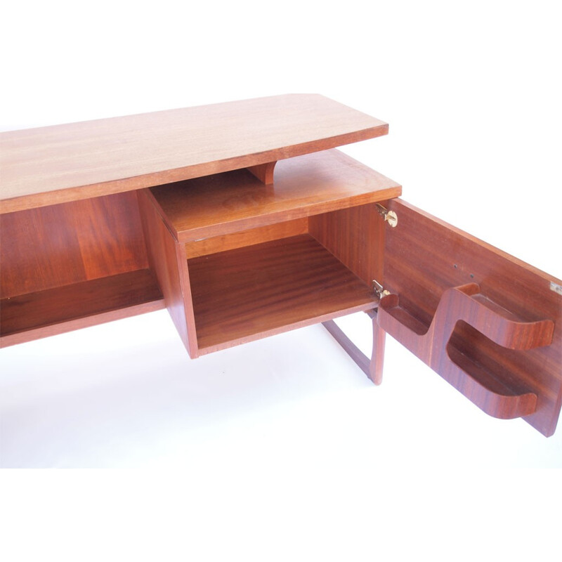 Mid-century wood desk with cubic legs - 1960s