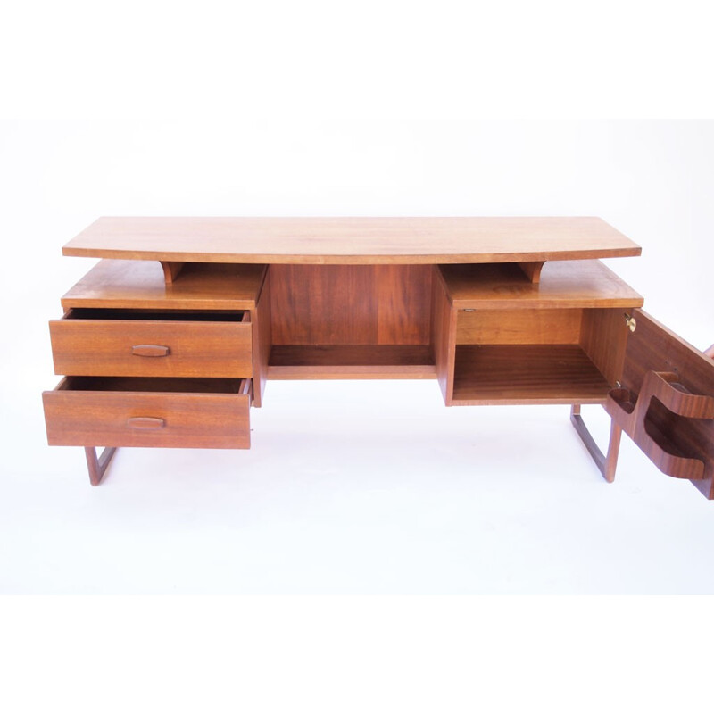 Bureau en bois vintage avec pieds cubiques - 1960
