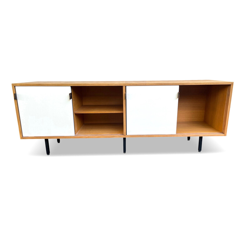 Vintage metal and leather sideboard by Florence Knoll for Knoll International, 1960
