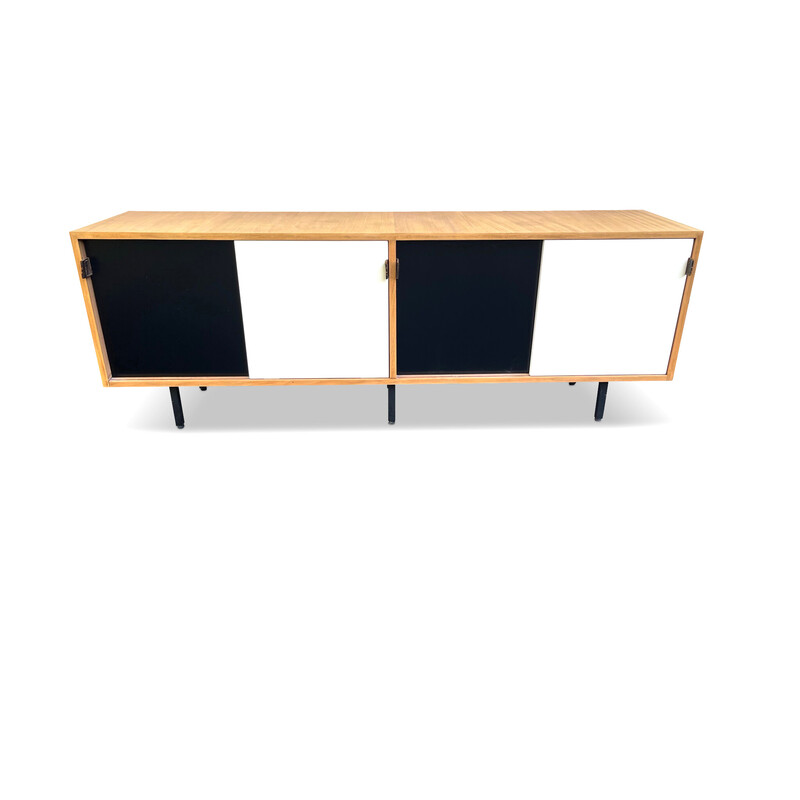 Vintage metal and leather sideboard by Florence Knoll for Knoll International, 1960