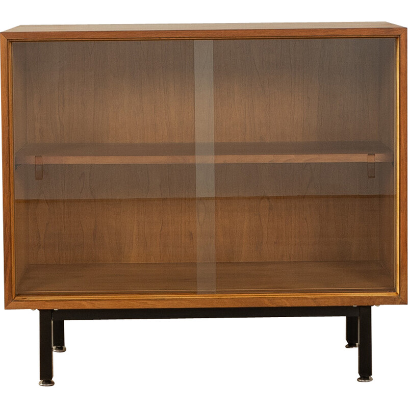 Vintage display cabinet in walnut veneer and steel for Lothar Wegner, 1960