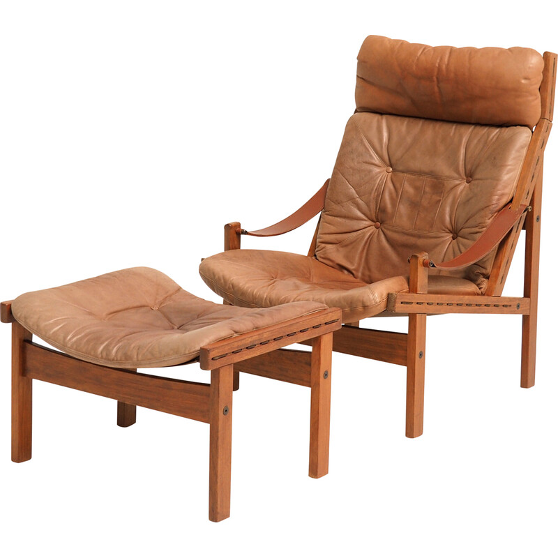 Fauteuil vintage avec ottoman par Torbjørn Afdal pour Bruksbo, Norvège 1970