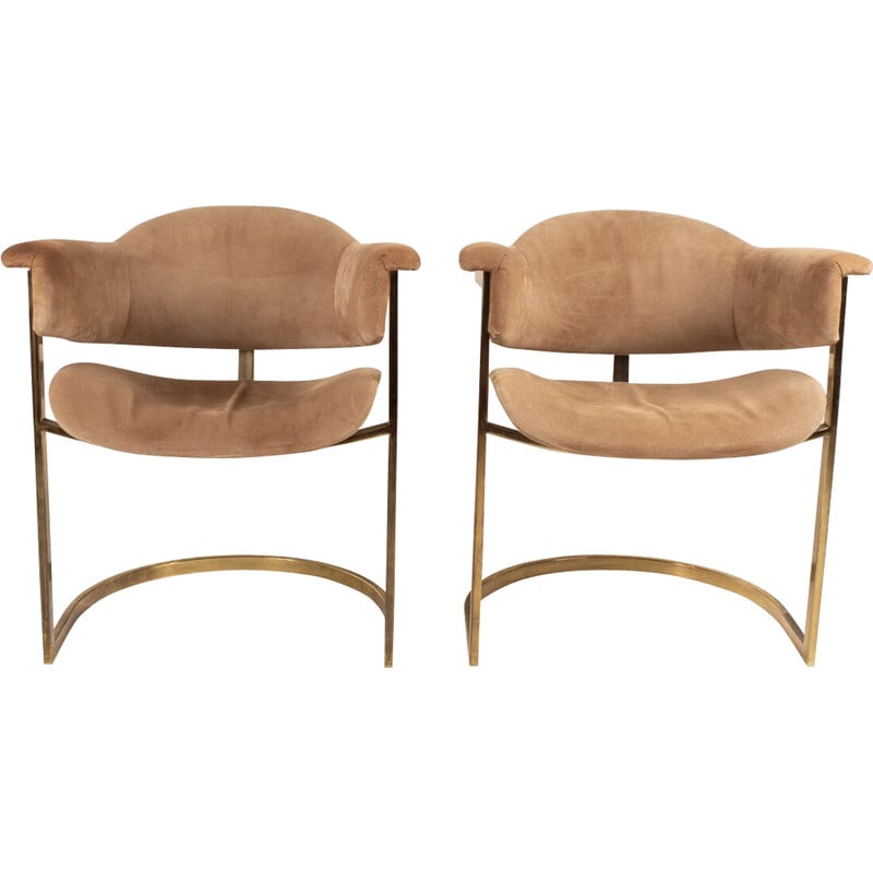 Fauteuils vintage en daim beige par Vittorio Introini pour Mario Sabot, 1970