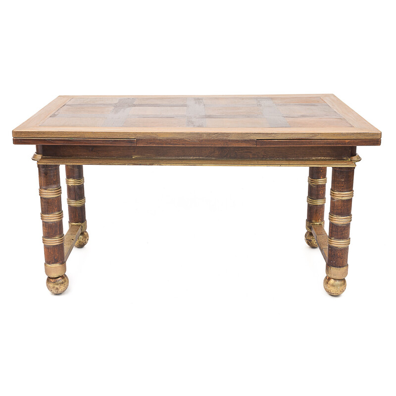 Vintage Art Deco oak dining table with extensions