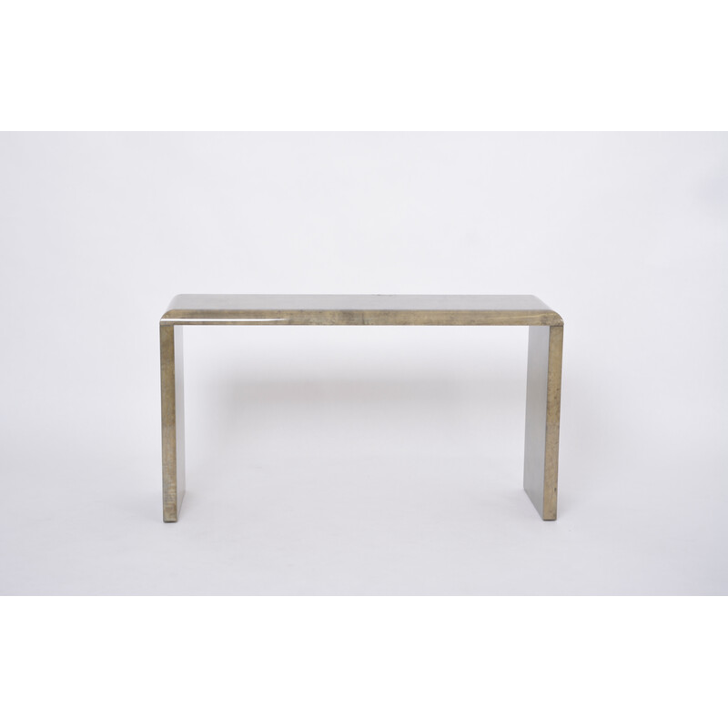 Vintage lacquered goatskin console table by Aldo Tura, Italy 1970