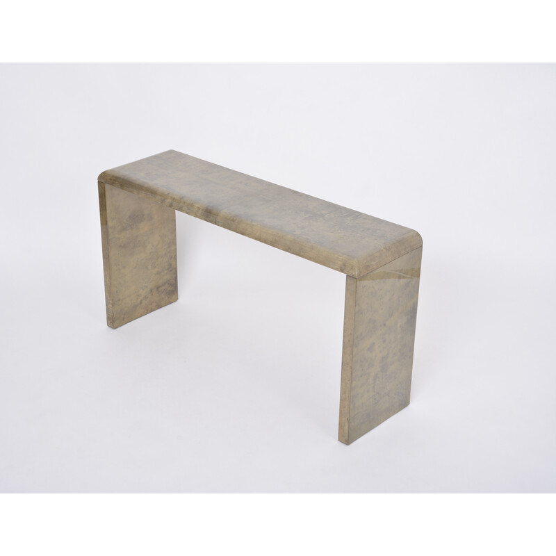 Vintage lacquered goatskin console table by Aldo Tura, Italy 1970