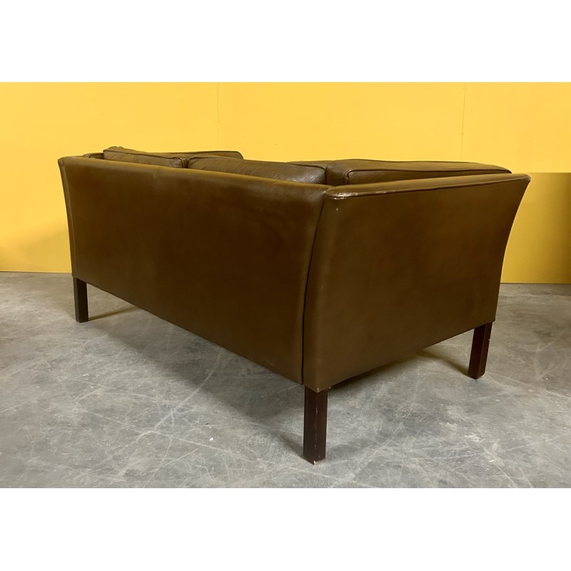 Vintage 2-seater sofa in brown leather for Stouby, Denmark 1960