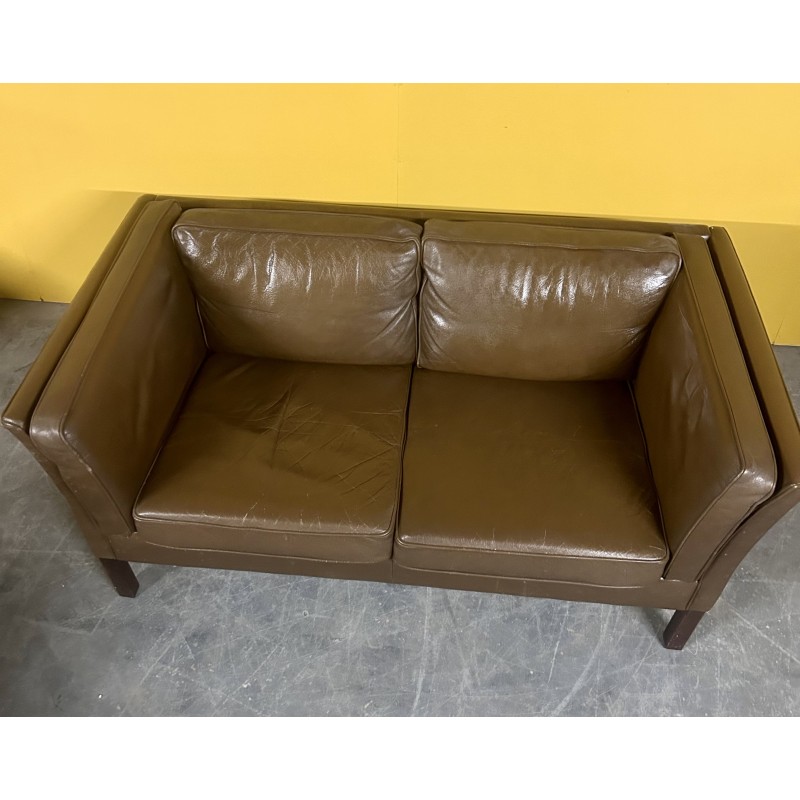 Vintage 2-seater sofa in brown leather for Stouby, Denmark 1960