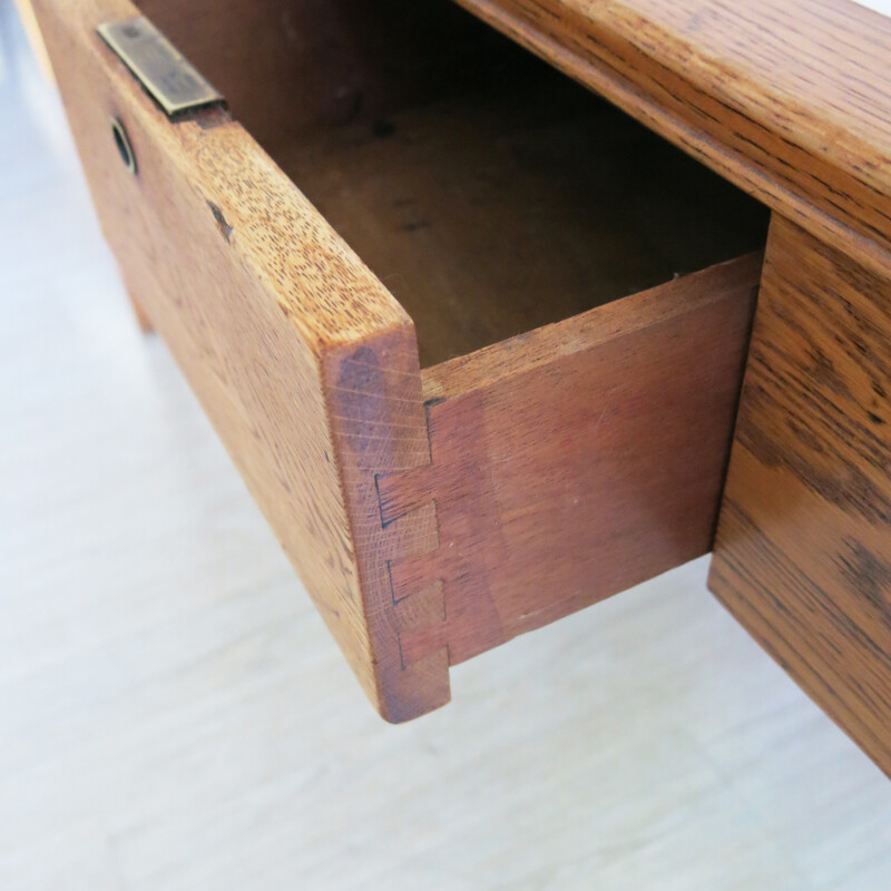 Mid-century military english desk in oak, Harris Lebus - 1950s