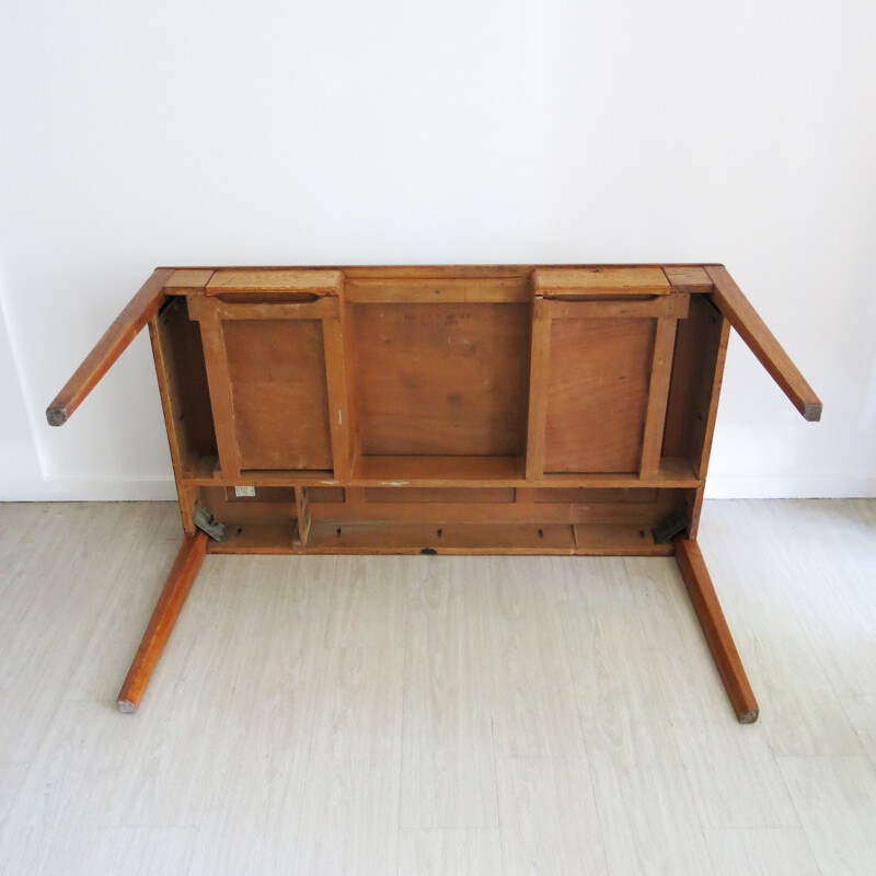 Mid-century military english desk in oak, Harris Lebus - 1950s