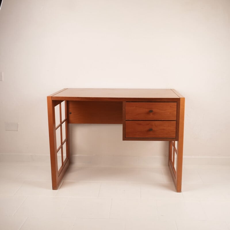 Vintage “Fox Hunting” desk in solid cherry wood by Fabrizio Poldaretti for Linea Mobili, 1980