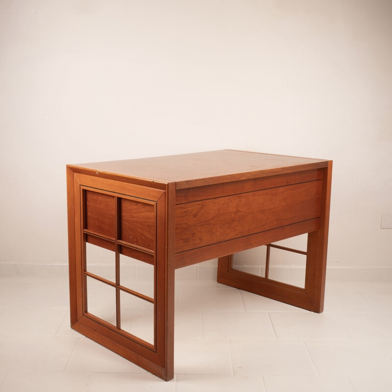 Vintage “Fox Hunting” desk in solid cherry wood by Fabrizio Poldaretti for Linea Mobili, 1980