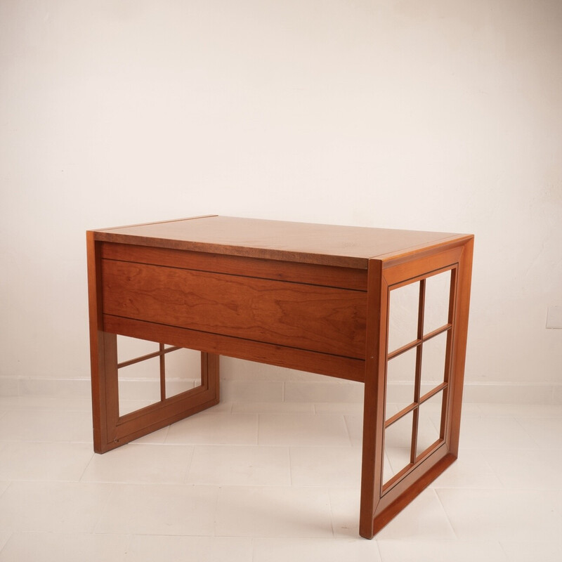 Vintage “Fox Hunting” desk in solid cherry wood by Fabrizio Poldaretti for Linea Mobili, 1980