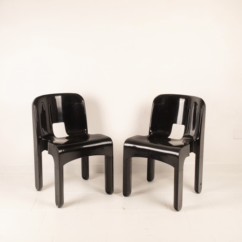 Pair of vintage black 4869 chairs by Joe Colombo for Kartell, 1960