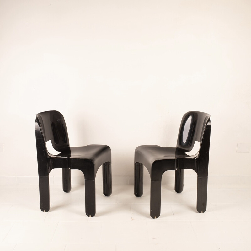 Paire de chaises vintage 4869 noires par Joe Colombo pour Kartell, 1960