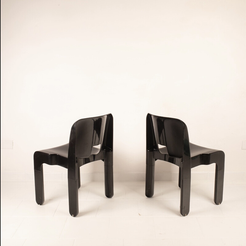 Pair of vintage black 4869 chairs by Joe Colombo for Kartell, 1960