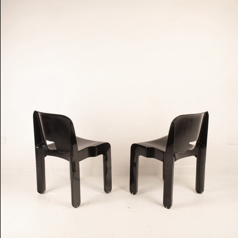 Pair of vintage black 4869 chairs by Joe Colombo for Kartell, 1960