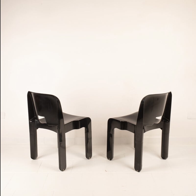 Par de cadeiras 4869 pretas vintage de Joe Colombo para Kartell, 1960
