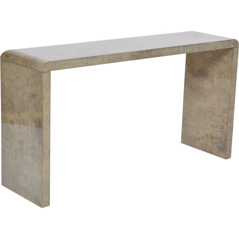 Vintage lacquered goatskin console table by Aldo Tura, Italy 1970