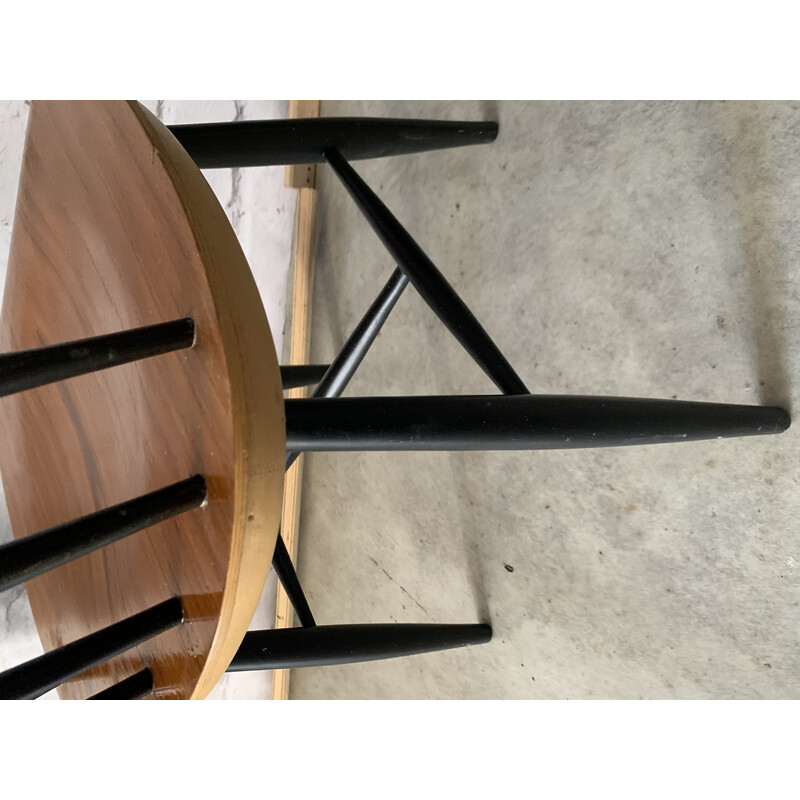 Pareja de sillas de comedor vintage de madera contrachapada de teca de Ilmari Tapiovaara para Komnik