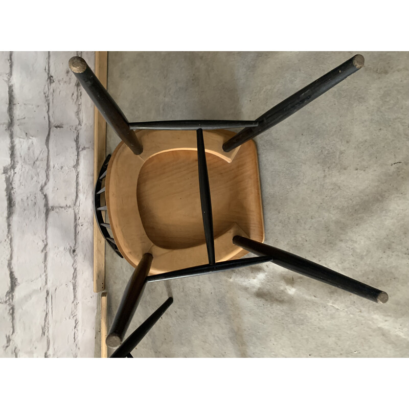 Pareja de sillas de comedor vintage de madera contrachapada de teca de Ilmari Tapiovaara para Komnik