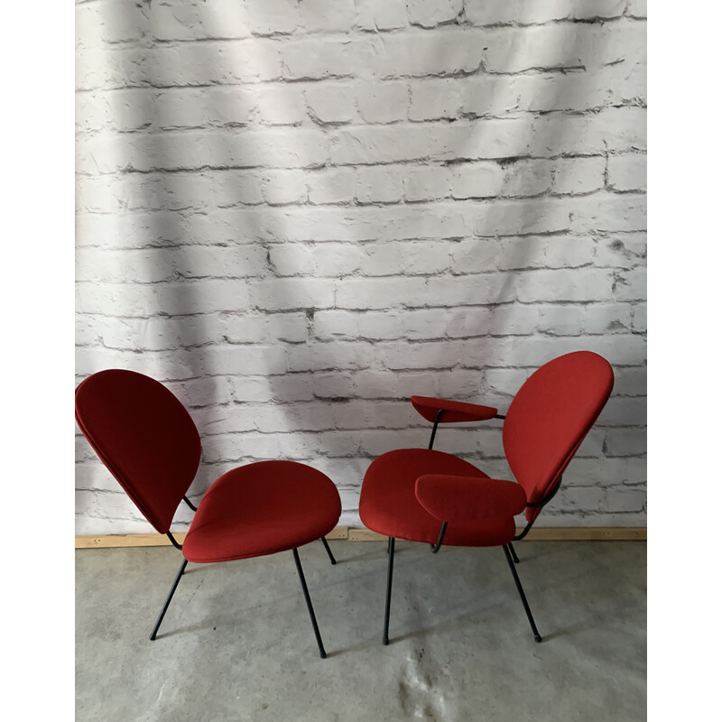 Paire de fauteuils vintage en tissu et laine par Willem Hendrik Gispen pour Kembo