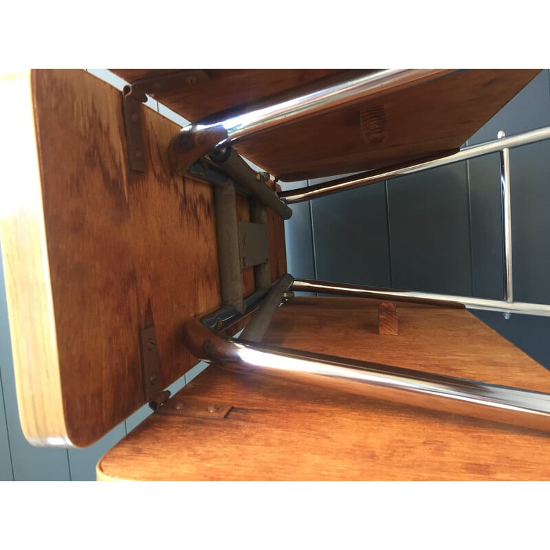 Vintage folding side table in Formica and chromed metal, 1970