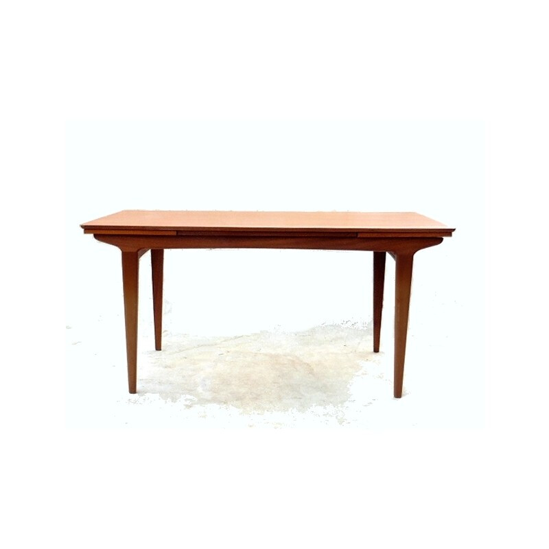 Scandinavian teak dining table with 2 extensions - 1960s