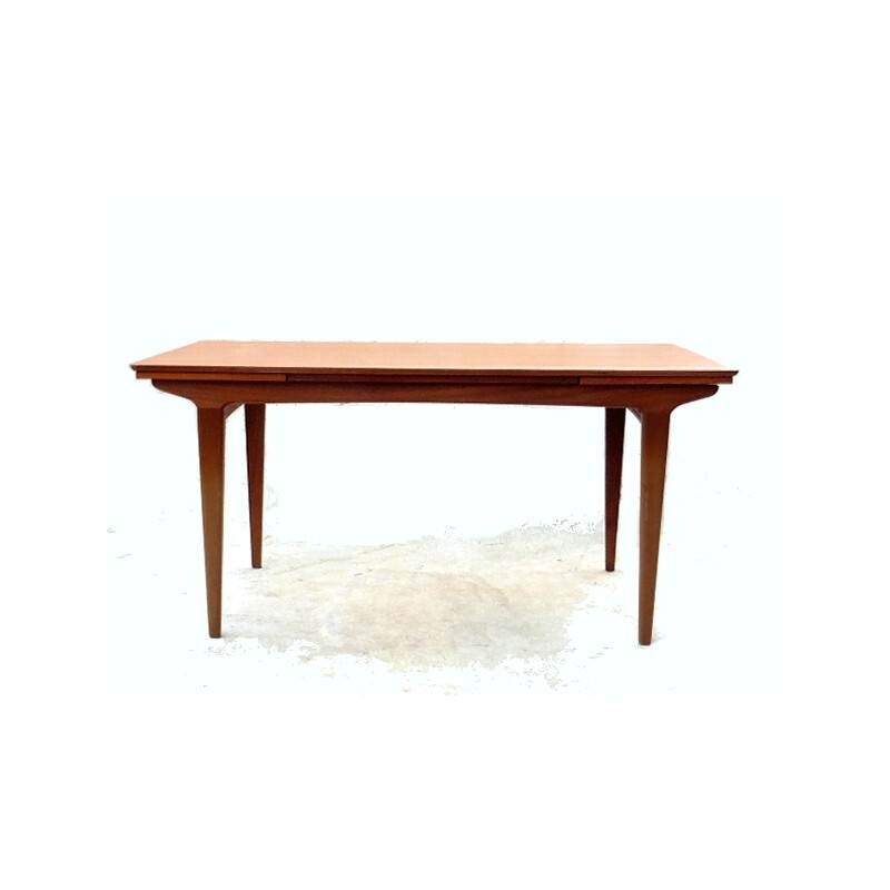 Table scandinave en teck avec 2 rallonges - 1960