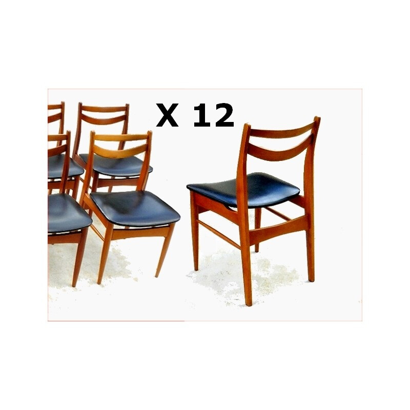 Set of 12 scandinavian mid-century chairs - 1950s