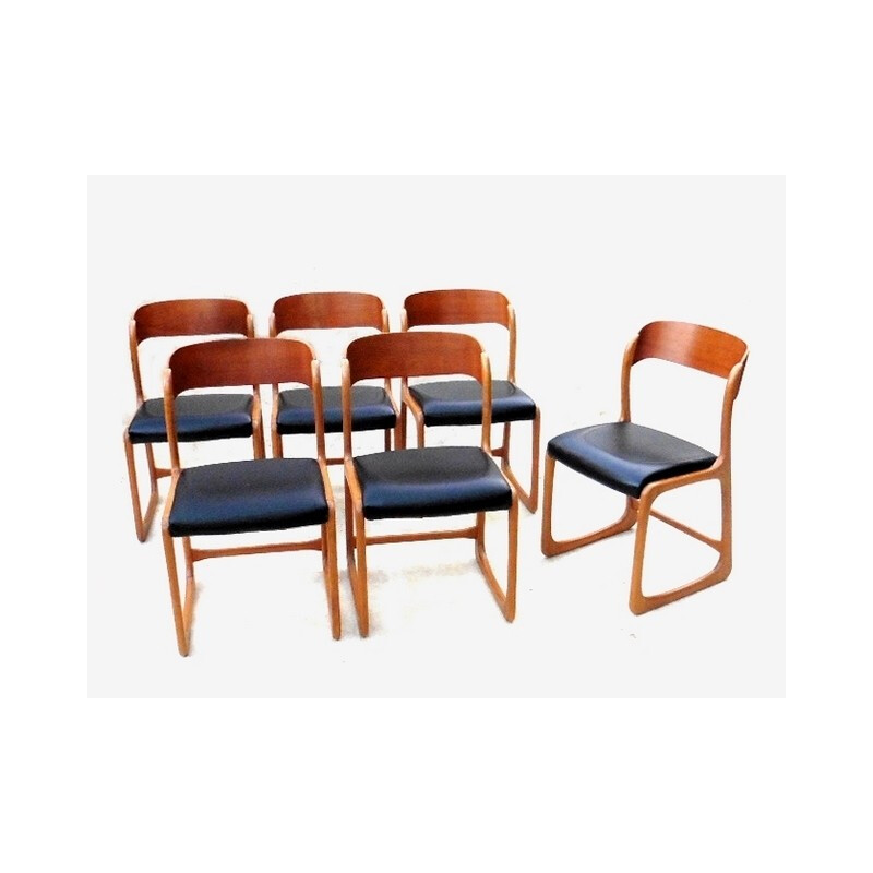 Suite de 6 chaises traînau vintage Baumann - 1960