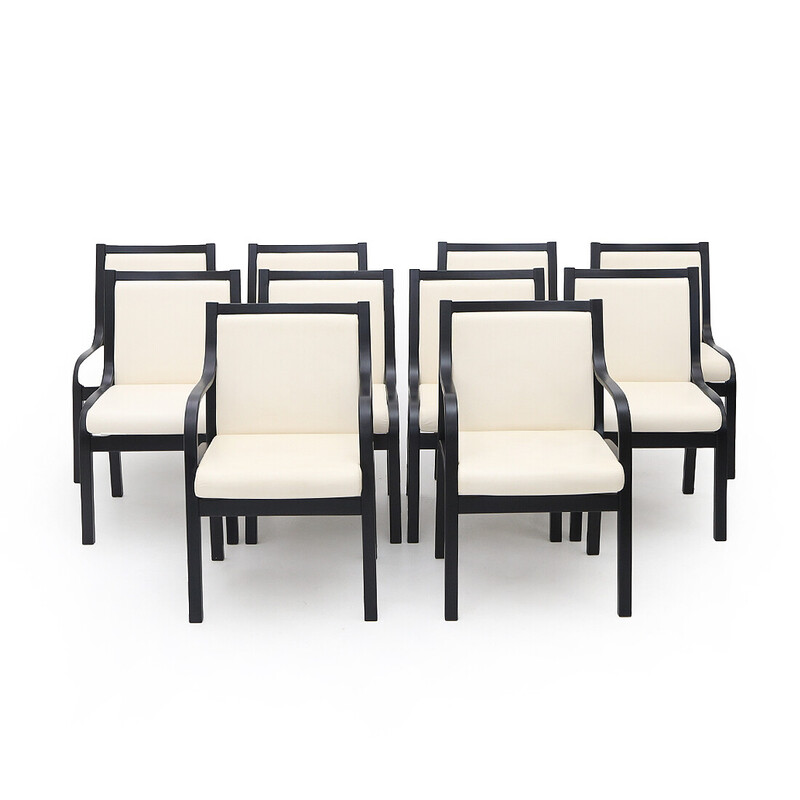 Conjunto de 10 cadeiras vintage "Cavour" em contraplacado e madeira compensada de Vittorio Gregotti para Poltrona Frau, 1970