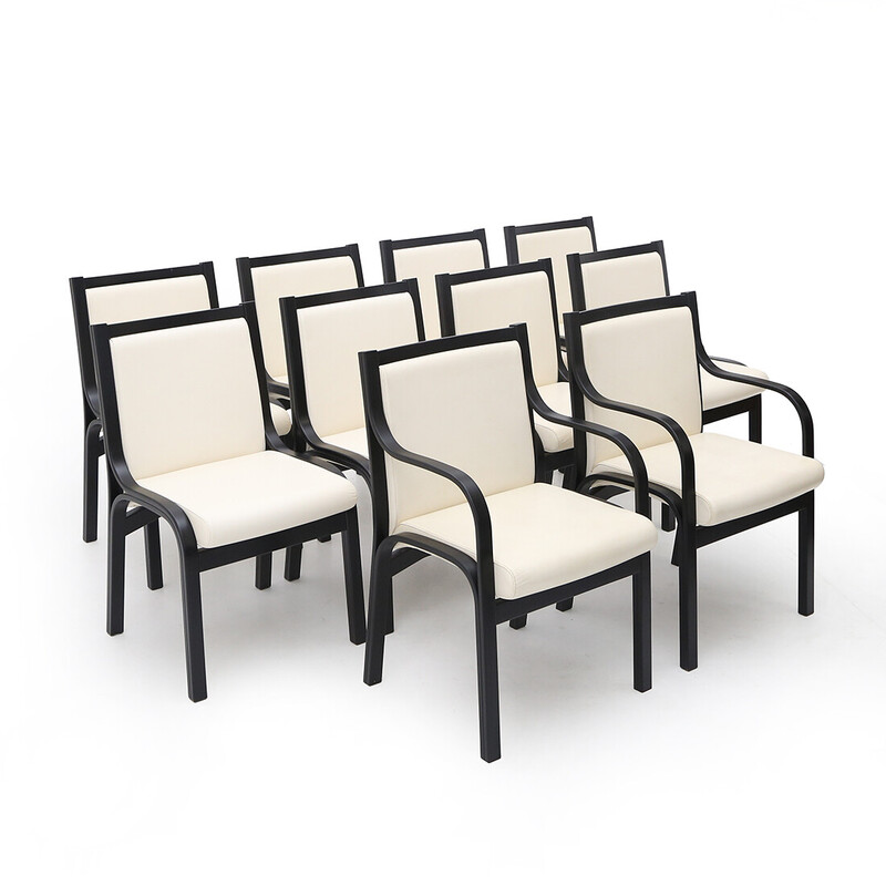 Conjunto de 10 cadeiras vintage "Cavour" em contraplacado e madeira compensada de Vittorio Gregotti para Poltrona Frau, 1970