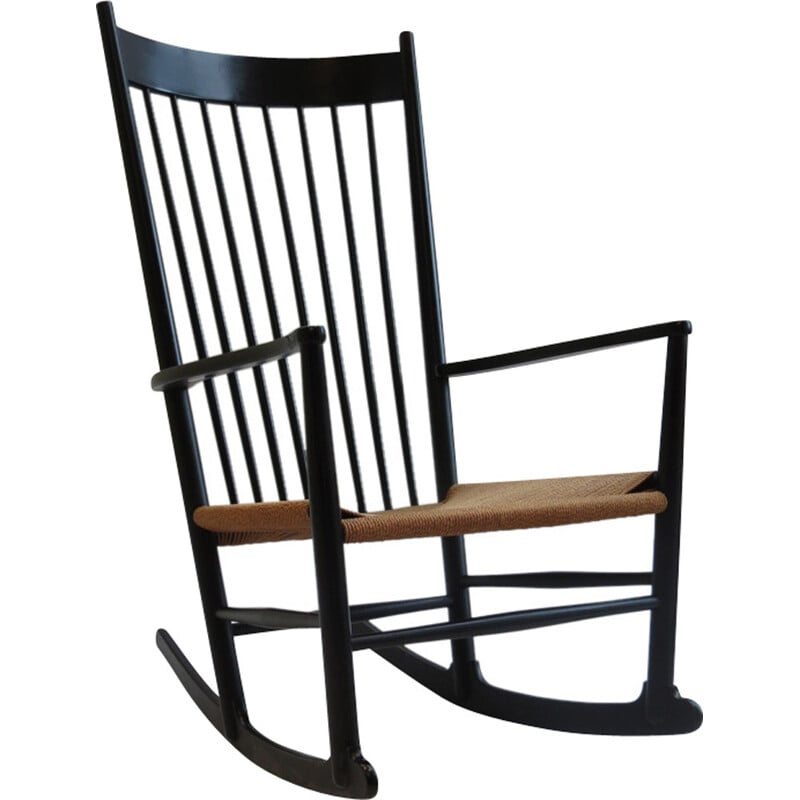 Ebonised J16 Rocking Chair by Hans J Wegner for FDB Mobler - 1960s