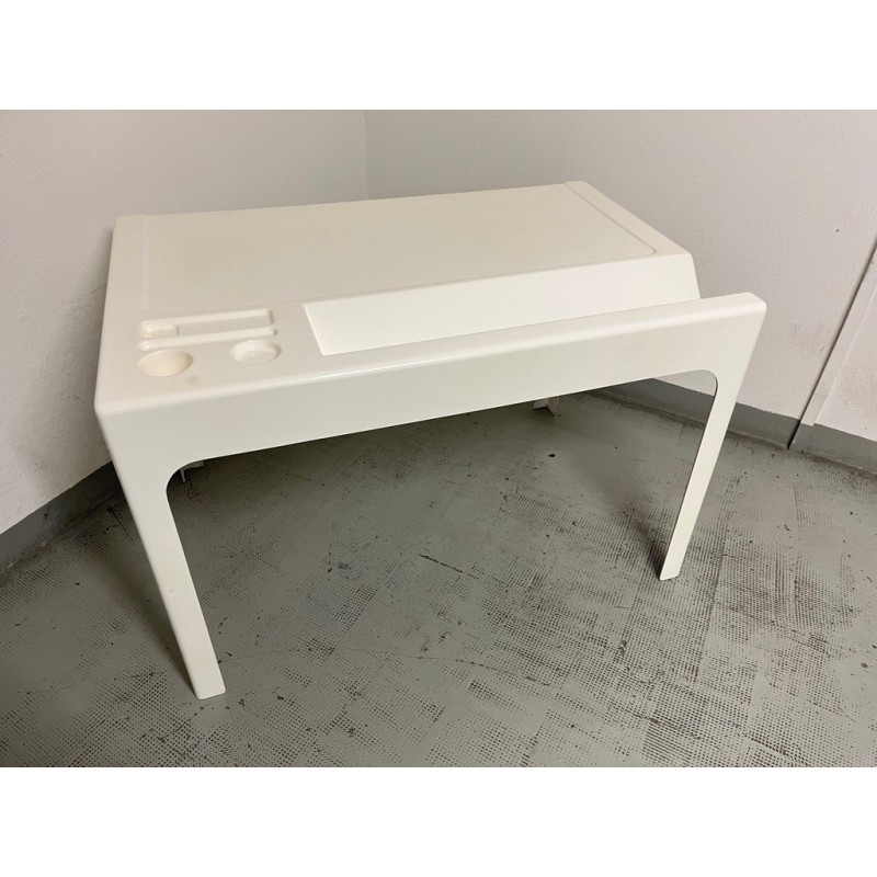 Vintage Ozoo desk in white lacquered fiberglass by Marc Berthier, France 1967
