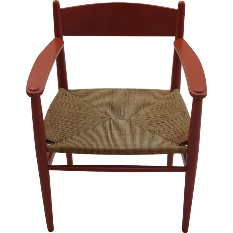 Vintage coral CH37 chair by Hans J Wegner for Carl Hansen - 1960s