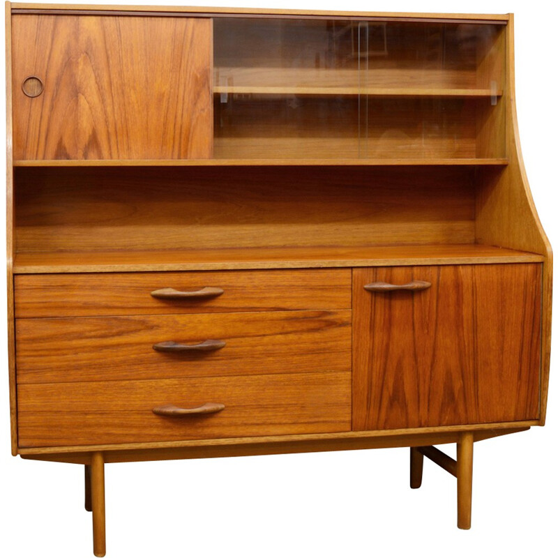 Mid-century amber teak and oak highboard - 1970s