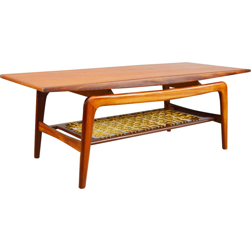 Mid-Century teak and cord Danish coffee table - 1960s