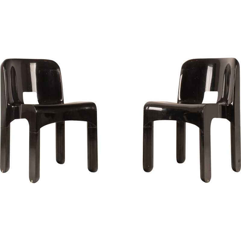 Pair of vintage black 4869 chairs by Joe Colombo for Kartell, 1960