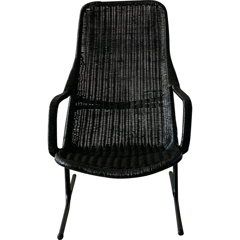 Vintage 514 C armchair in rattan and steel by Dirk Van Sliedregt for Gebroeders Jonkers Noordwolde, 1960