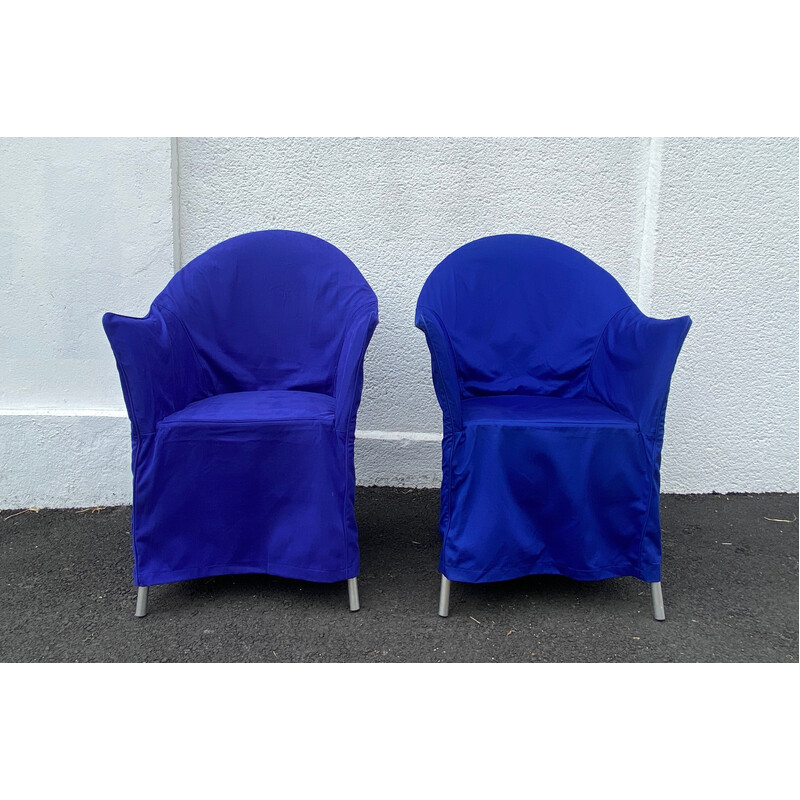 Pair of vintage Lord Yo armchairs in aluminium and polypropylene by Philippe Starck for Driade, 1990