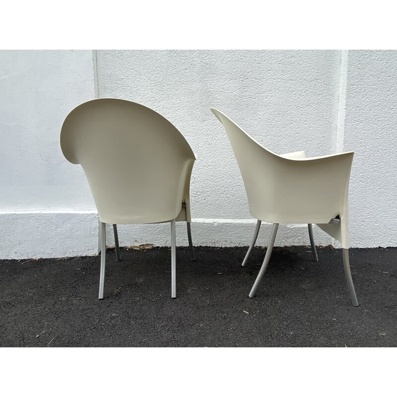 Pair of vintage Lord Yo armchairs in aluminium and polypropylene by Philippe Starck for Driade, 1990
