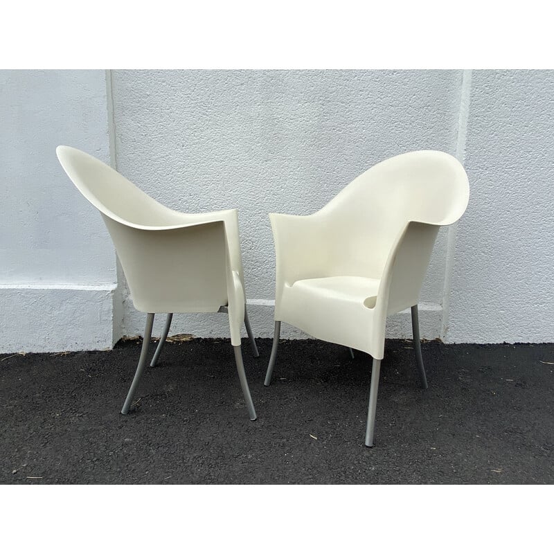 Pair of vintage Lord Yo armchairs in aluminium and polypropylene by Philippe Starck for Driade, 1990