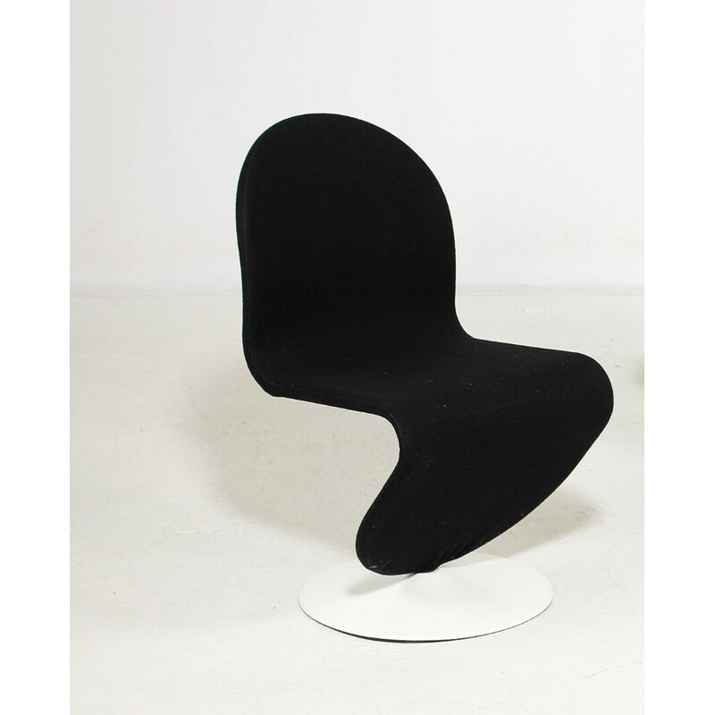Set of 4 vintage 'System 1-2-3' chairs in metal and fabric by Verner Panton for Fritz Hansen