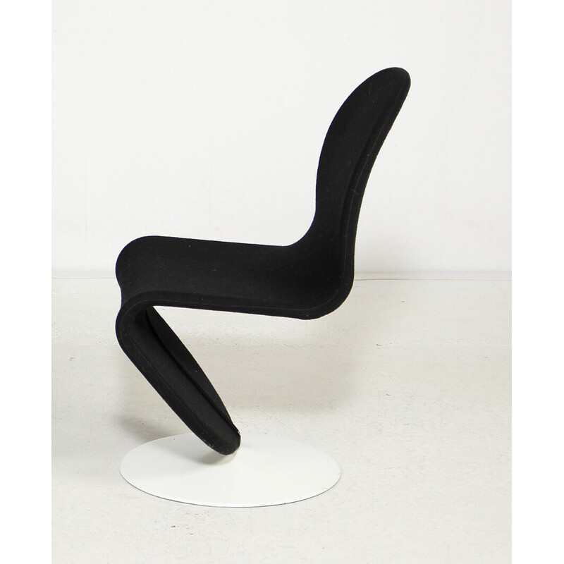 Set of 4 vintage 'System 1-2-3' chairs in metal and fabric by Verner Panton for Fritz Hansen