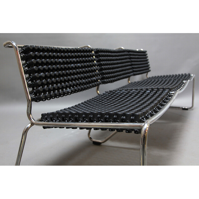 Vintage 3-seater sofa in polypropylene and chrome tube by Yos and Leonard Theosabrata for Accuponto, 2000