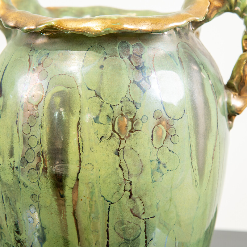 Vintage enameled ceramic pitcher by Louis Auguste Dage, 1950