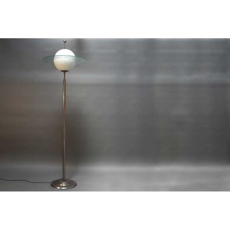 Vintage Zodiaco floor lamp in blown opal glass and metal by Pietro Chiesa for Fontana Arte, 1992